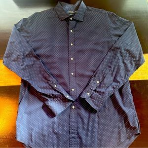 Polo Ralph Lauren Blue w/White Polka Dots Slim Fit Dress Long-Sleeve Size XXL